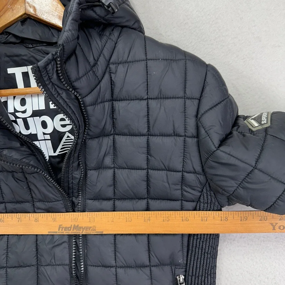 The Original Superdry Fuji JKT Womens Large Black Hooded Puffer Jacket Ski Japan